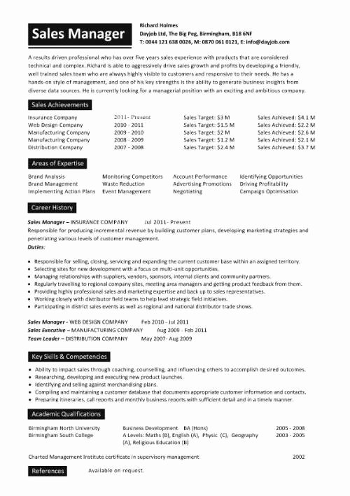 Sales Manager Resume Template Luxury Free Resume Templates Resume Examples Samples Cv