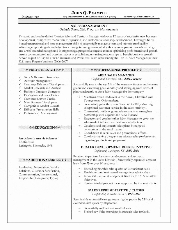 Sales Manager Resume Template New Sales Manager Resume