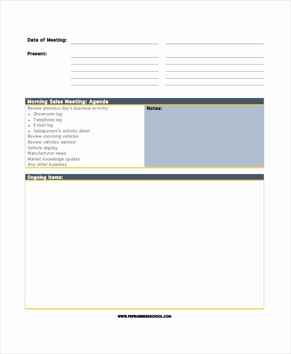 Sales Meeting Agenda Template Lovely Sales Agenda Template 5 Free Word Pdf Documents