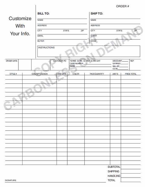 Sales order form Template Beautiful Carbonless forms Templates