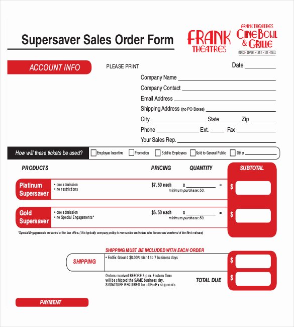 Sales order form Template Fresh 26 Sales order Templates – Free Sample Example format
