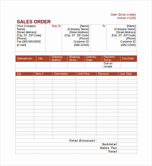 Sales order form Template New 7 Sales order Samples