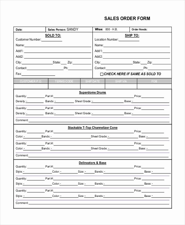 Sales order form Template New Sample Sales order form 9 Free Documents In Pdf