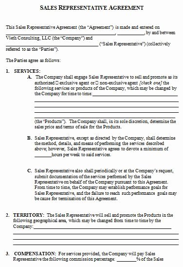 Sales Rep Agreement Template Inspirational Sales Representative Contract Agreement Template How to