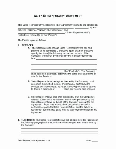 Sales Representation Agreement Template New Manufacturers Rep Agreement Template