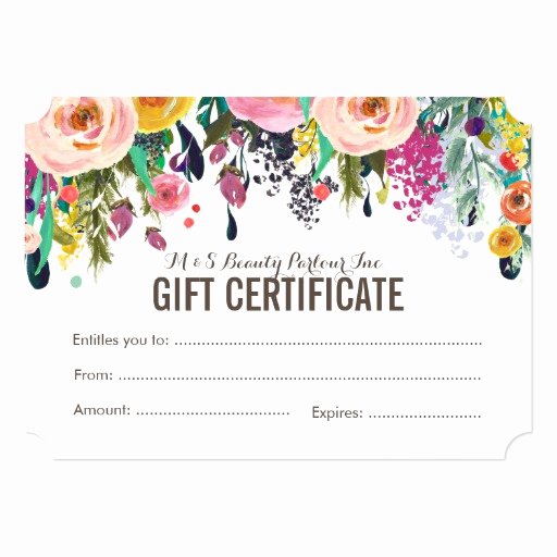 Salon Gift Certificate Template Beautiful Painted Floral Salon Gift Certificate Template Card