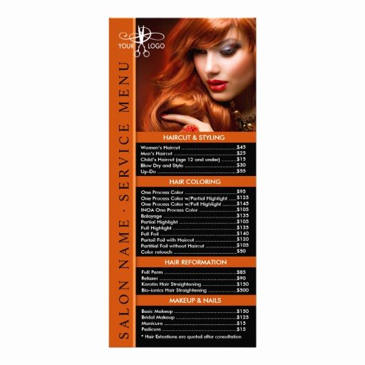 Salon Price List Template Luxury Hair Salon Service Menu Beauty Salon Price List