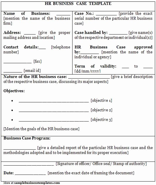 Sample Business Case Template Lovely Business Case Template