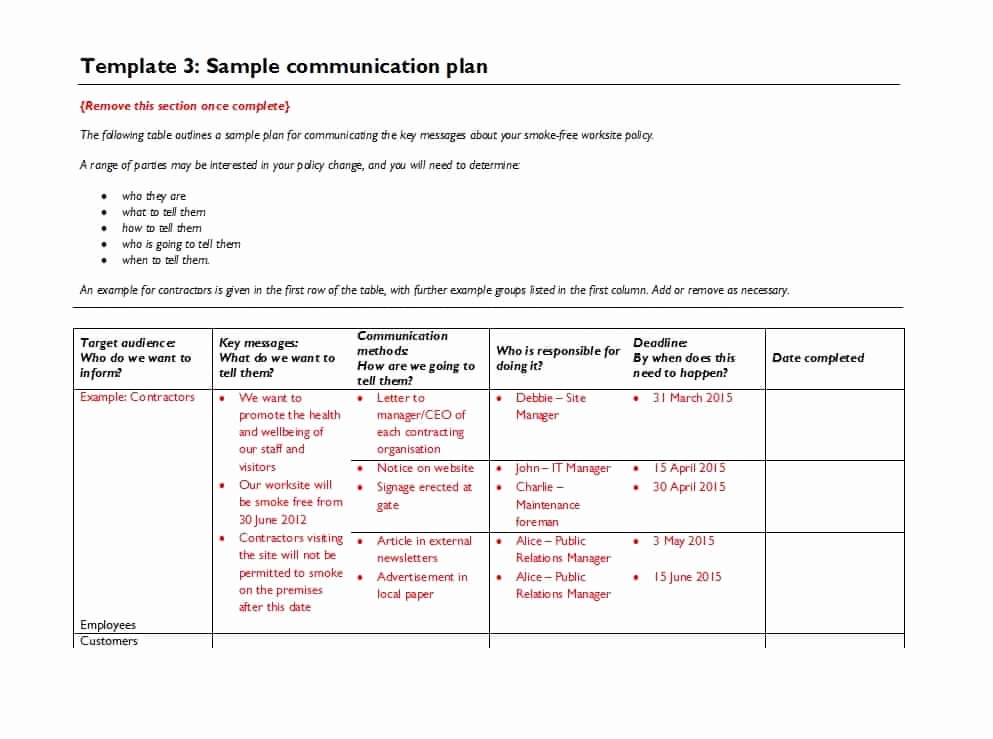 Sample Communication Plan Template Lovely 37 Simple Munication Plan Examples Free Templates