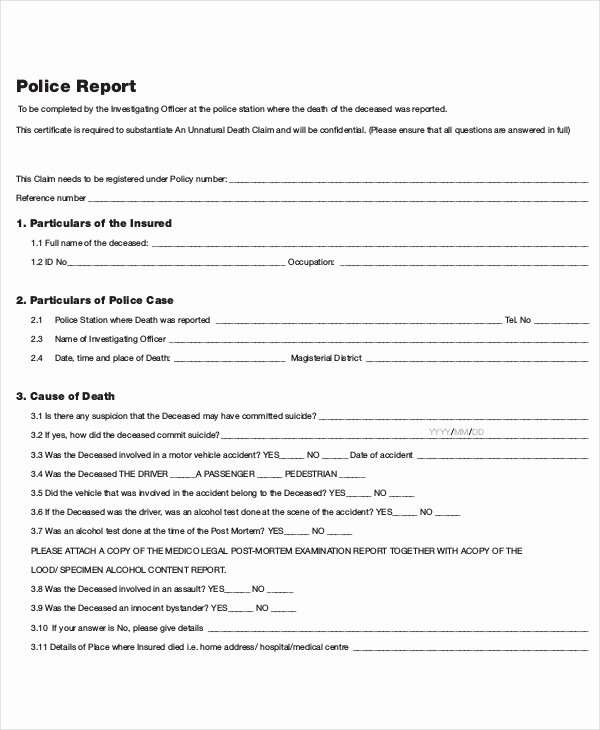 Sample Police Report Template Beautiful 9 Police Report Templates Free Sample Example format