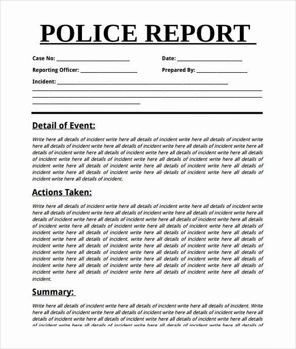 Sample Police Report Template Fresh Summary Report Template 9 Free Pdf Word Apple Pages