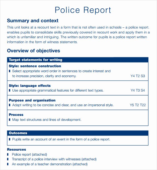 Sample Police Report Template Lovely Police Report Templates 6 Download Free Documents In