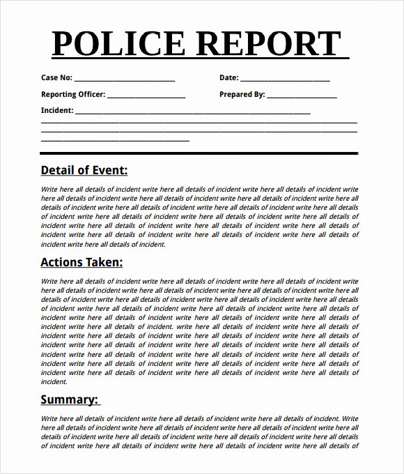 Sample Police Report Template Unique 8 Sample Police Reports