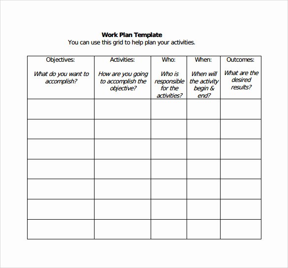 Sample Work Plan Template Inspirational Work Plan Template 17 Download Free Documents for Word