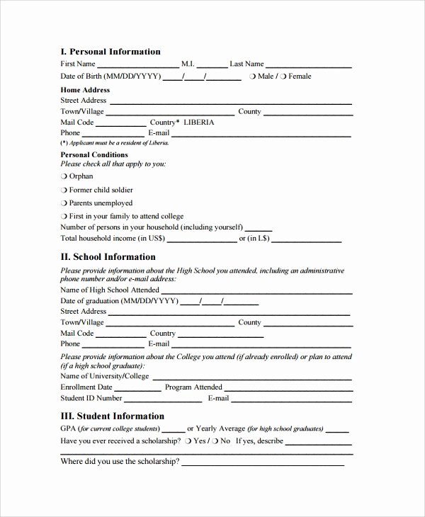 Scholarship Application Template Word Beautiful 8 Sample Scholarship Application forms