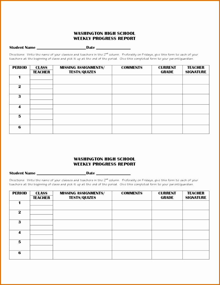School Progress Report Template Awesome 12 Weekly Progress Report Template