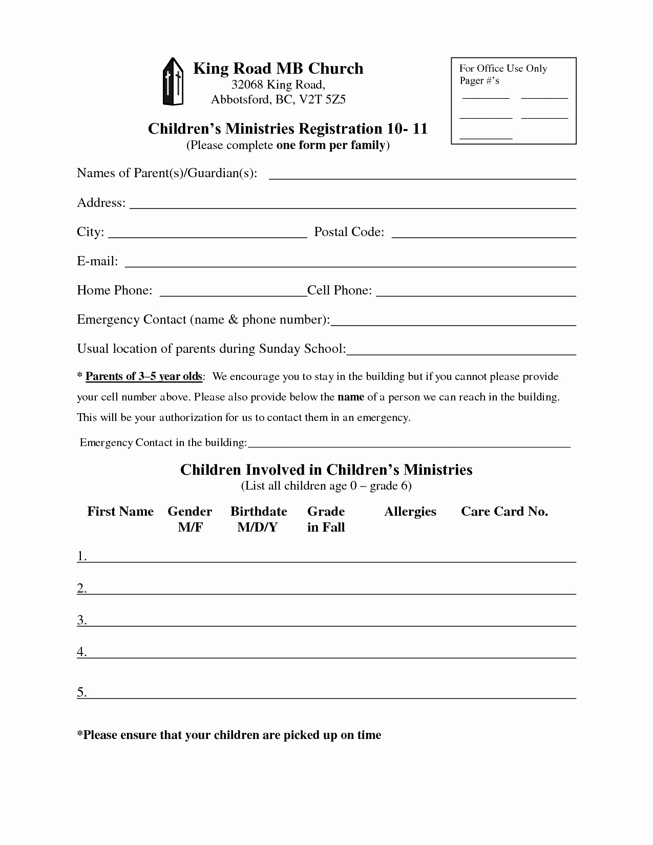 School Registration form Template Fresh Church Enrollment form Template