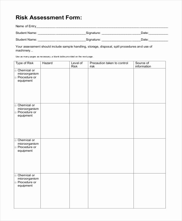 School Threat assessment Template Beautiful Sample Risk assessment form 18 Free Documents In Word Pdf