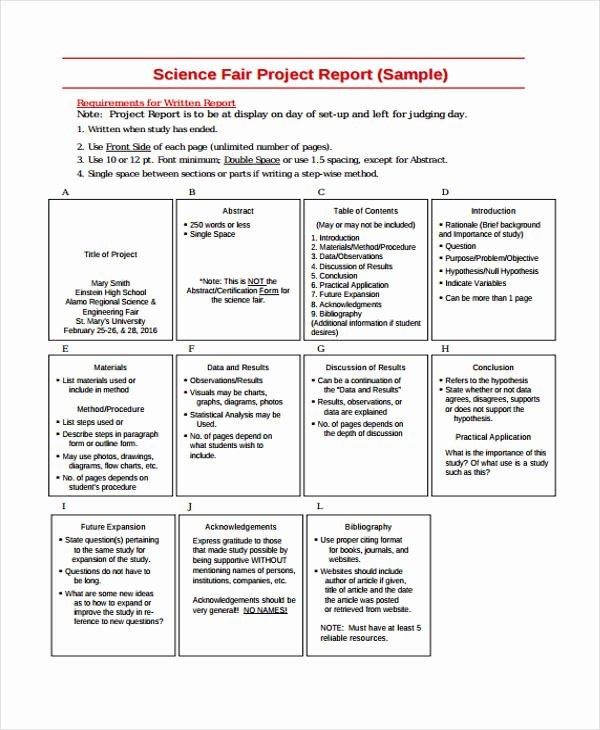 Science Fair Project Template Elegant 21 Project Report formats