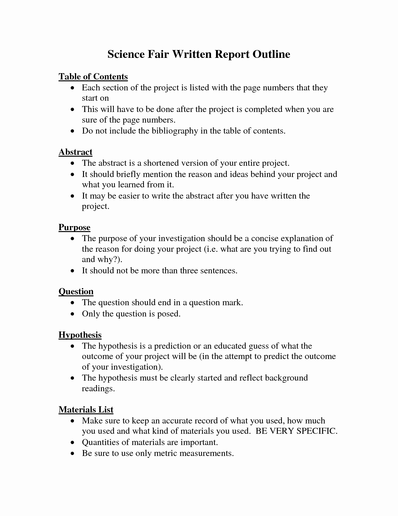 post report outline template