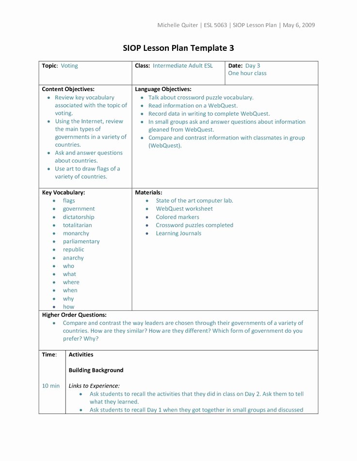 Science Lesson Plan Template Inspirational Types Of Lesson Plan Templates