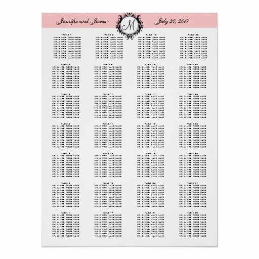 Seating Chart Poster Template Fresh Pink Template Wedding Seating Chart 280 Guests Poster