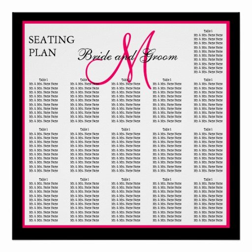 Seating Chart Poster Template Luxury Pink Template Monogram Wedding Seating Chart Poster