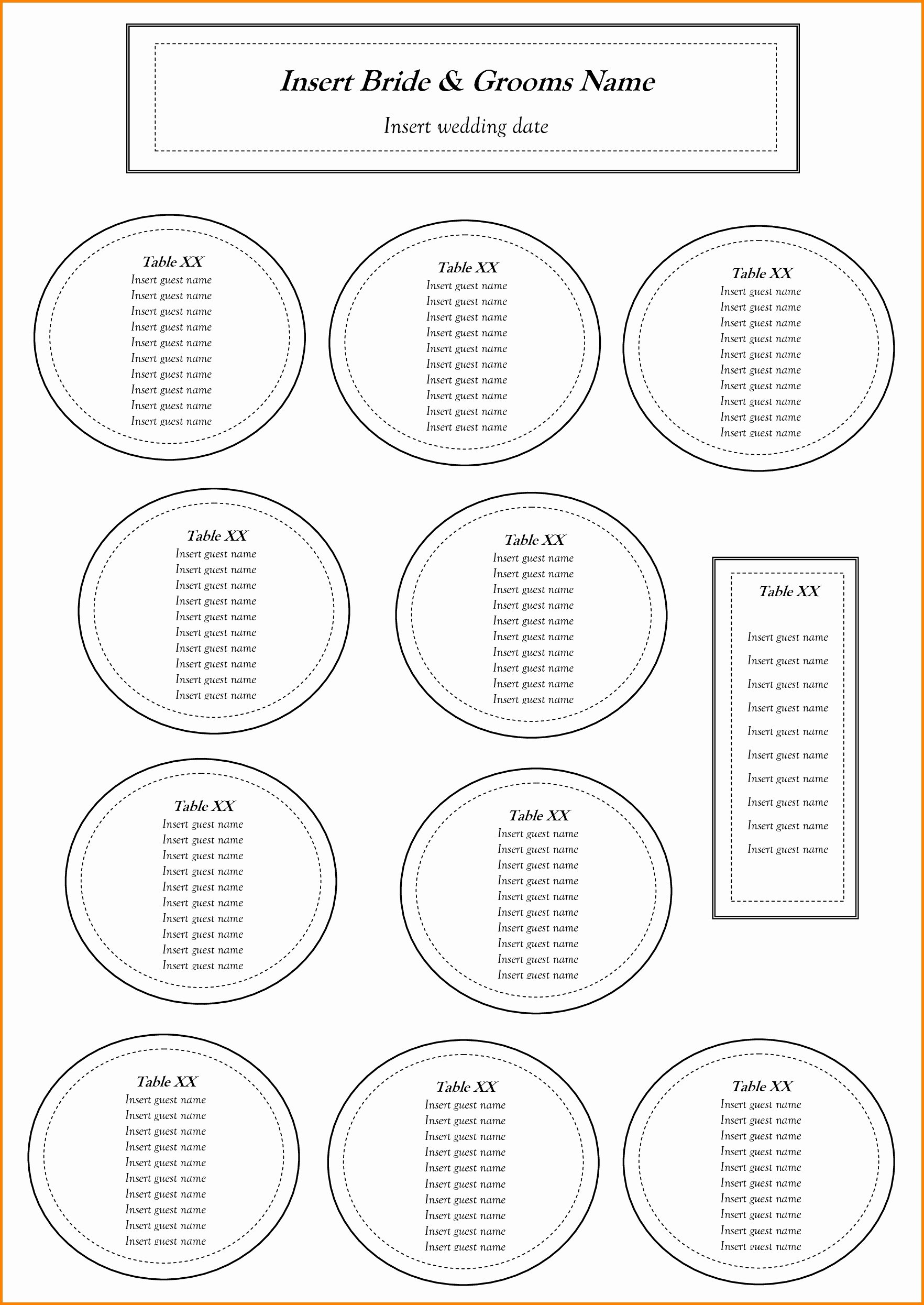 Seating Chart Template Word Fresh Wedding Seating Chart Template