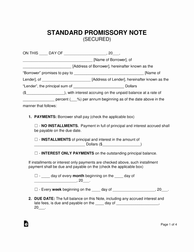 Secured Promissory Note Template Inspirational Free Secured Promissory Note Template Word