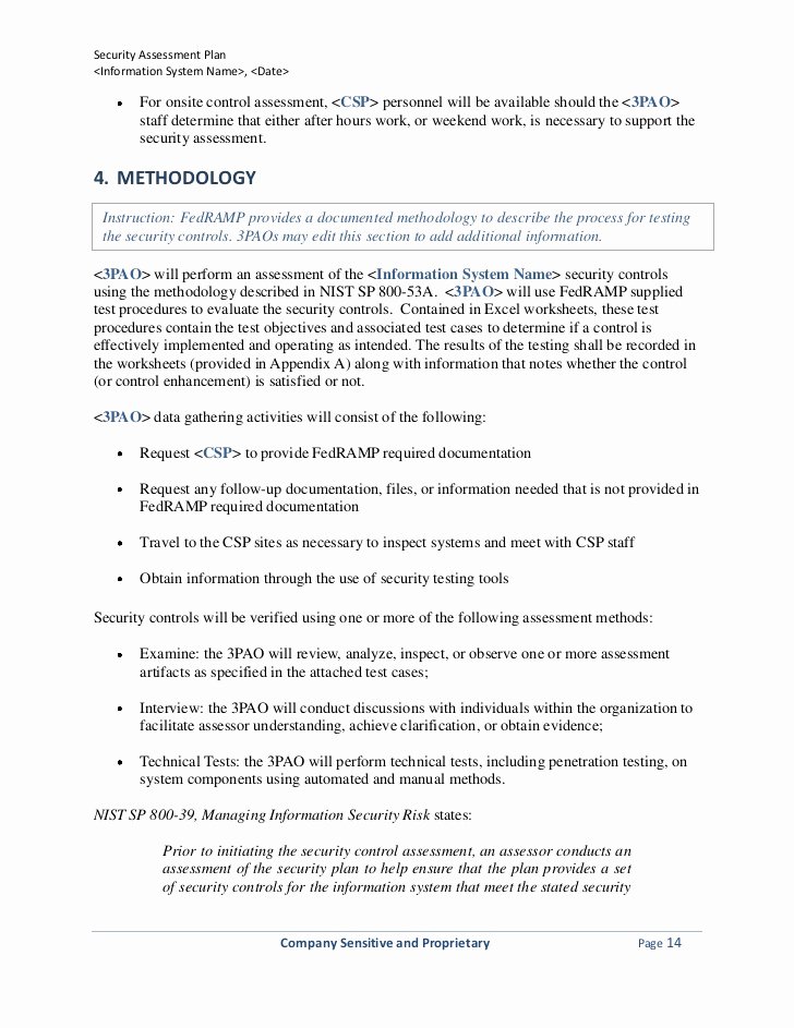 Security assessment Plan Template Lovely Security assessment Plan Template