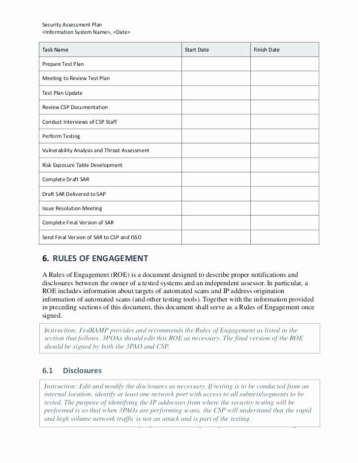 Security assessment Plan Template Luxury Risk assessment Report Template Example Accurate Print