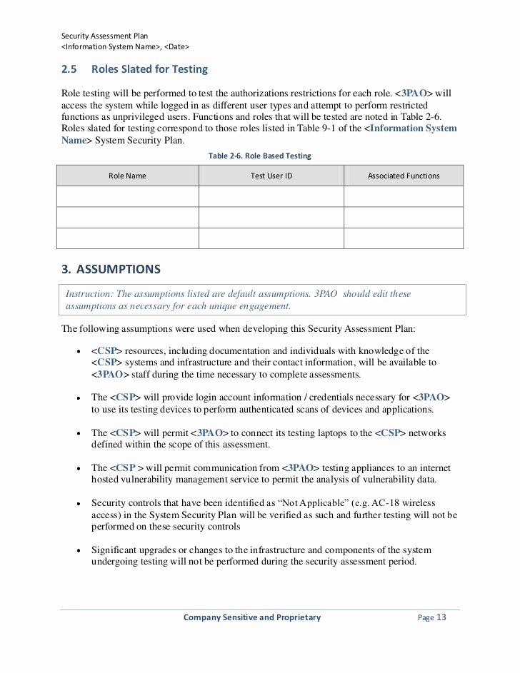 Security assessment Plan Template New Security assessment Plan Template