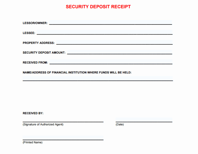 Security Deposit Receipt Template Inspirational 5 Free Security Deposit Receipt Templates Word Excel