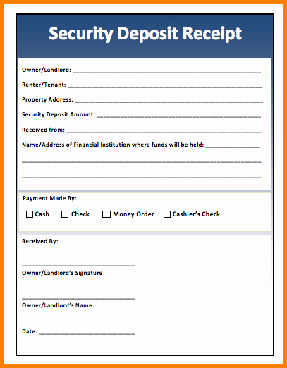Security Deposit Receipt Template New Seceurity Business Plan