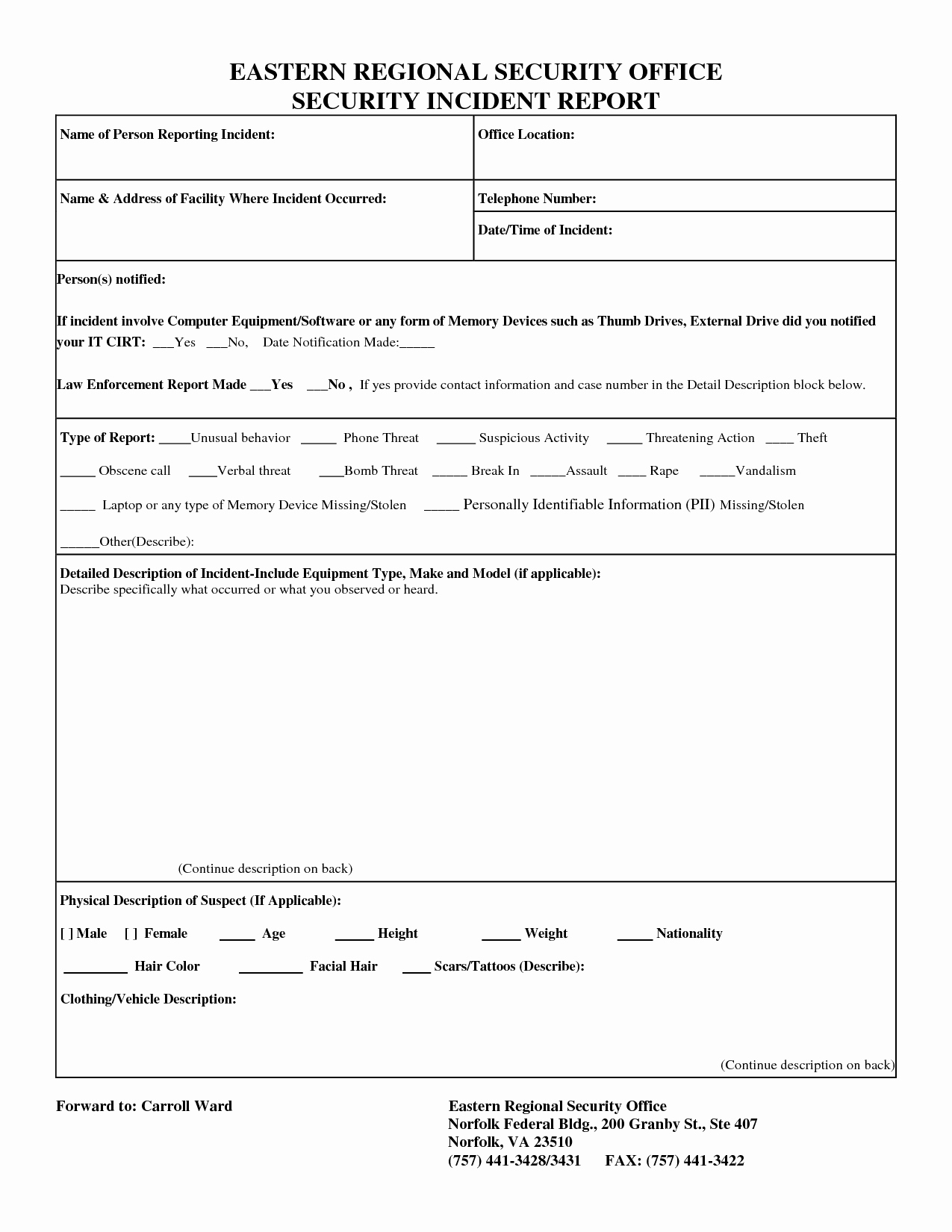 post security incident report template