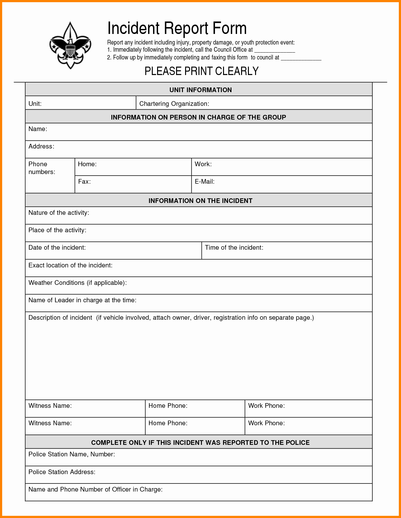 Security Incident Report Template New Security Guard Incident Report Template Word Basicree