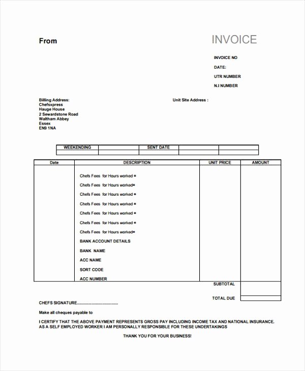 Self Employed Invoice Template Awesome Self Employed Invoice Template Uk Self Employed Invoice