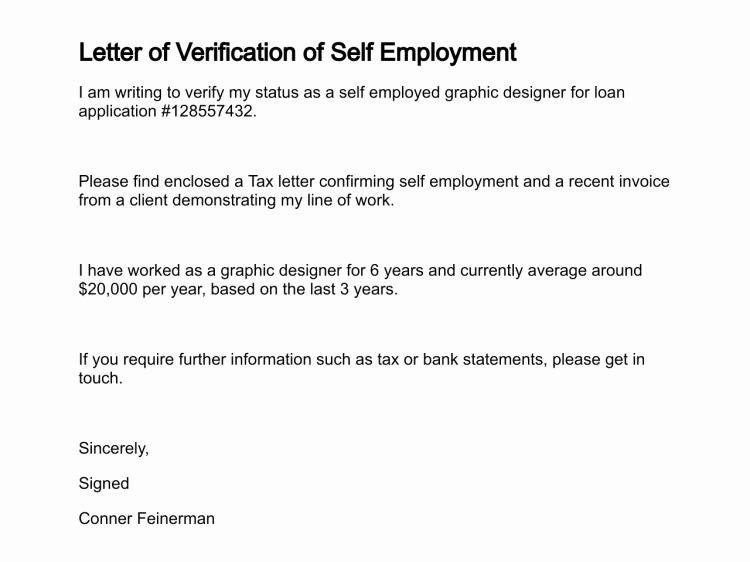 Self Employment Letter Template Inspirational Letter Of Verification