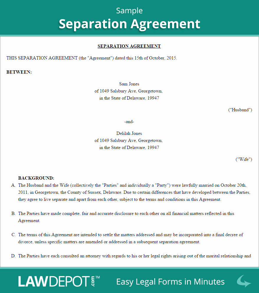 Separation Agreement Template Nc Fresh Separation Agreement Template Us Lawdepot