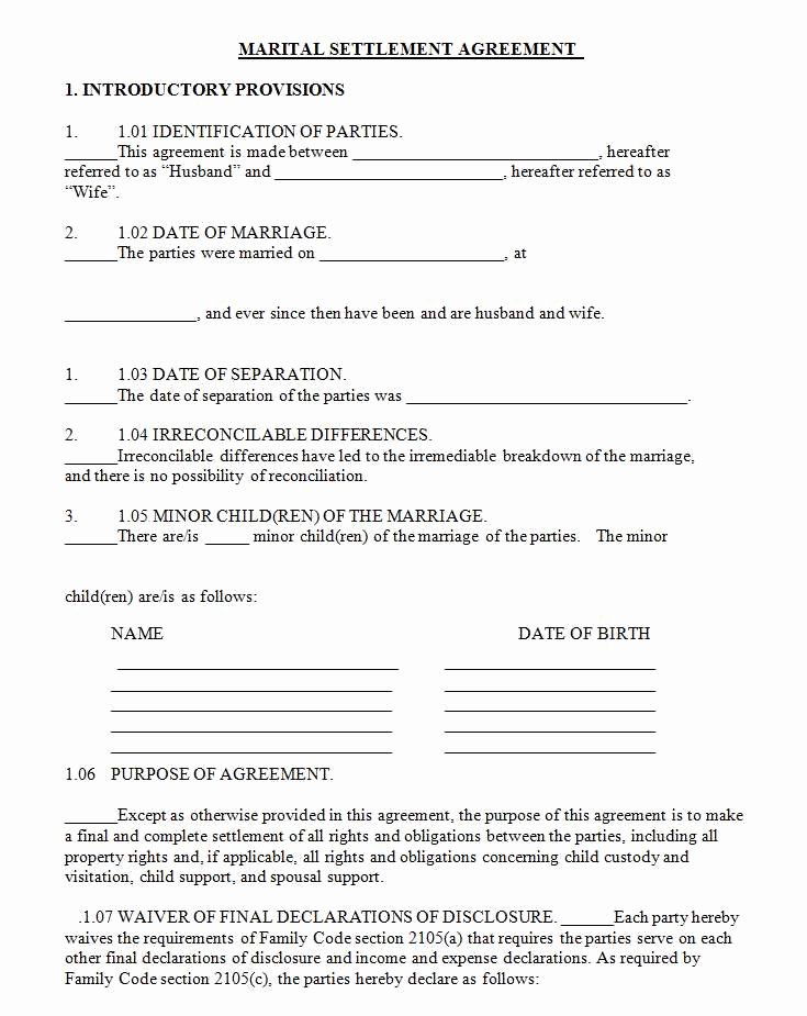 Separation Agreement Template Word Fresh Separation Agreement Template