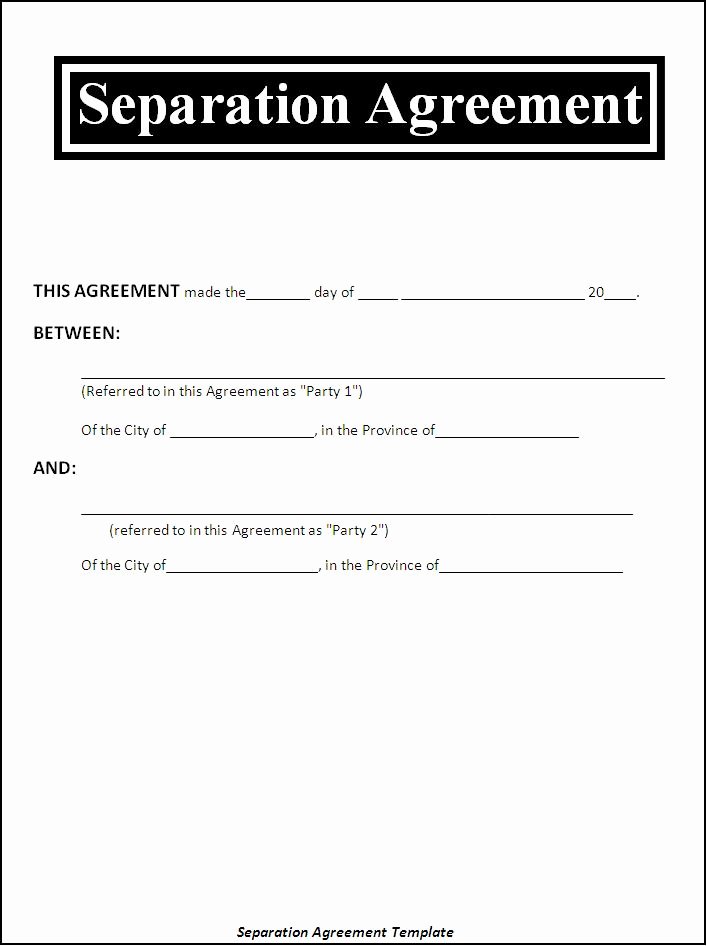 Separation Agreement Template Word Inspirational Separation Agreement Template Divorce