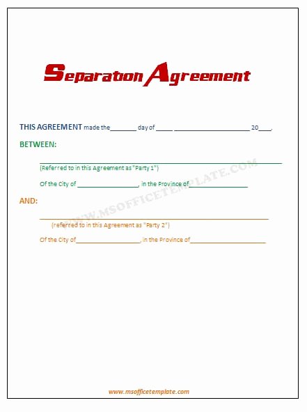 Separation Agreement Template Word Inspirational Separation Agreement Template