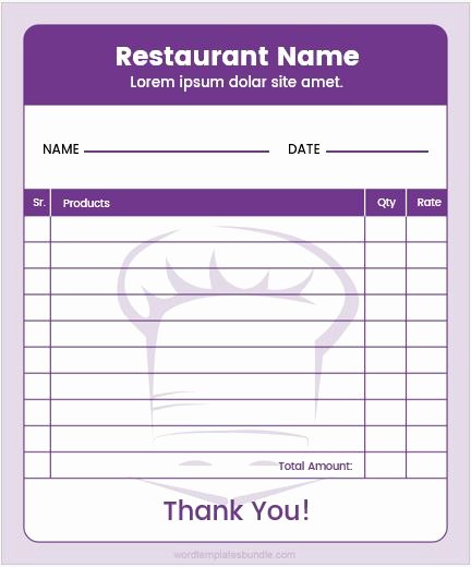 Server order Pad Template Luxury Restaurant order Pad Templates for Ms Word