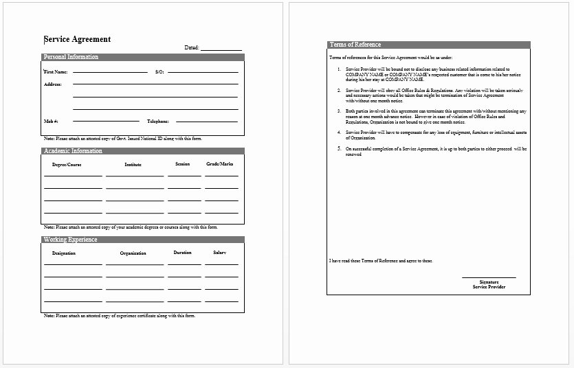 Service Agreement Template Doc New Free Printable It Service Agreement Template form Generic
