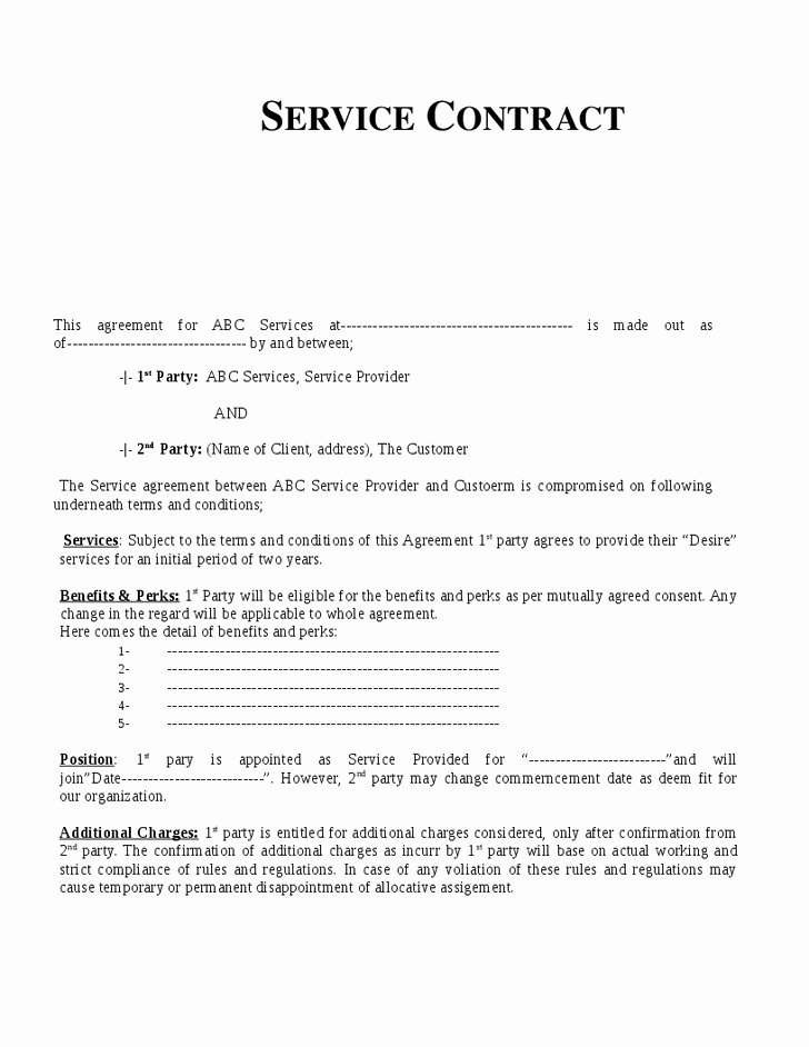 Service Contract Template Doc Best Of Service Agreement Template Doc Quick Service Contract