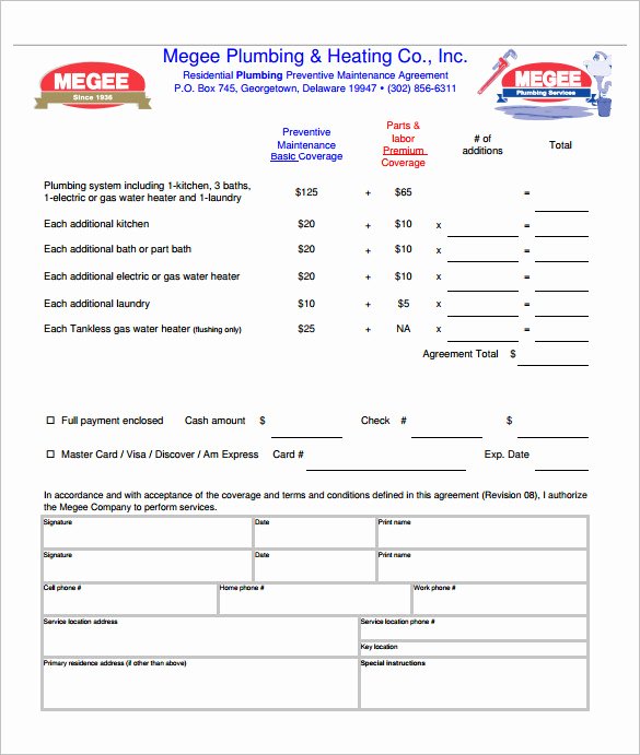 Service Contract Template Pdf Fresh 9 Plumbing Contract Templates &amp; Samples Doc Pdf