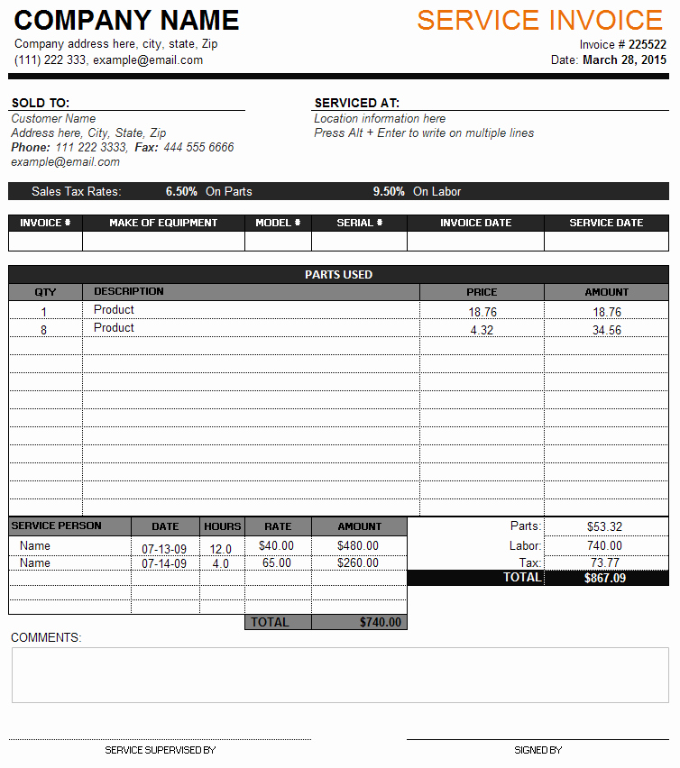 Service Invoice Template Free New Service Invoice Template Perfect Business Invoice