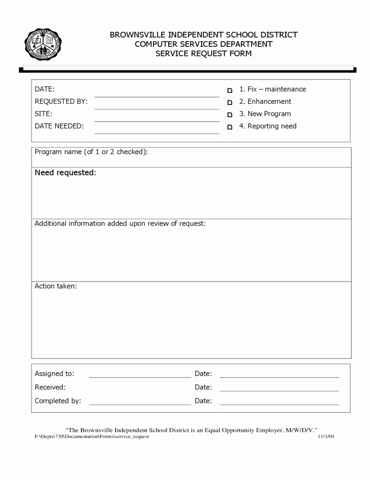 Service Request form Template Best Of Service Request form Template 1