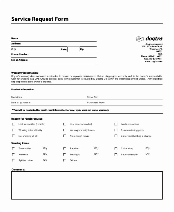 Service Request form Template Inspirational Service Request form Templates