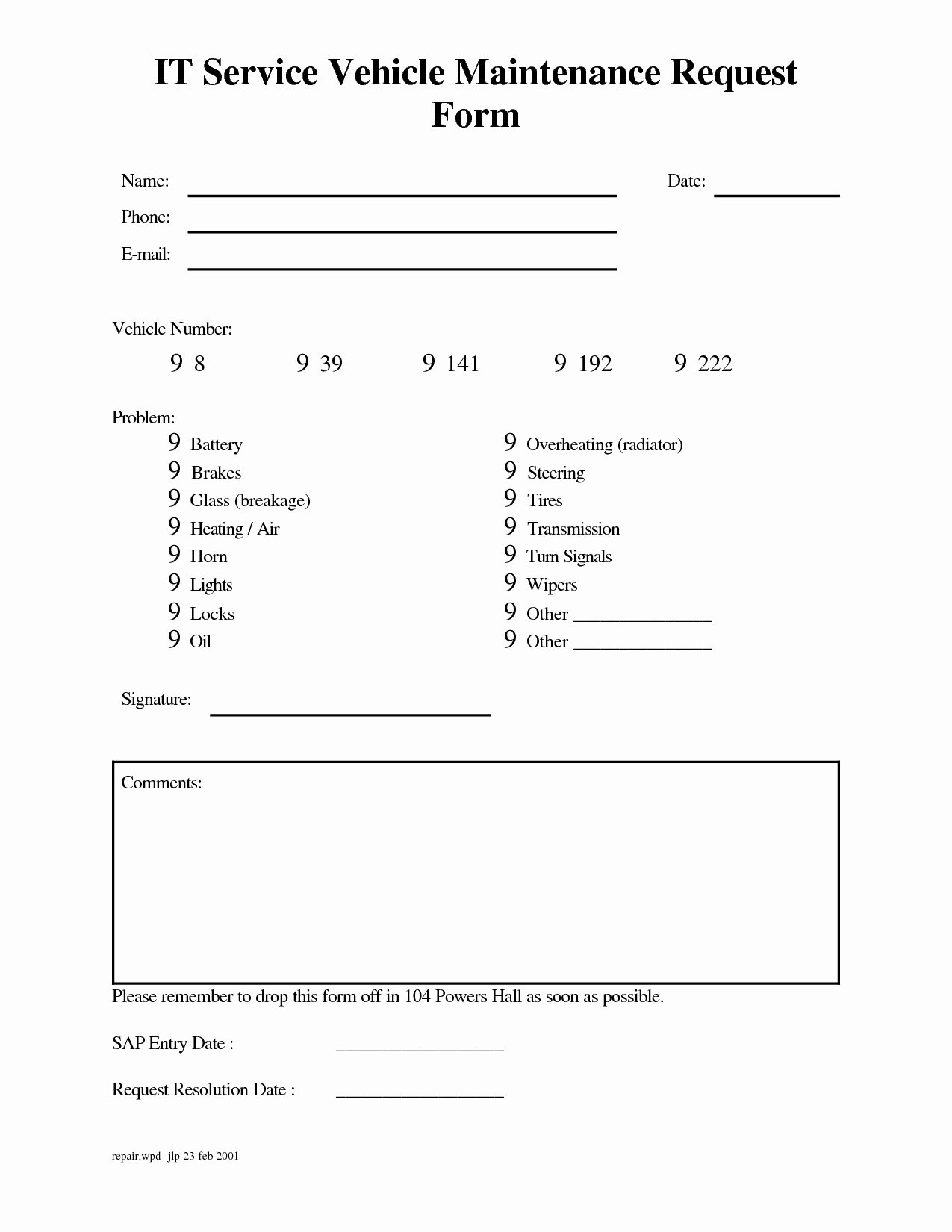 Service Request form Template Luxury It Service Request form Template Excel